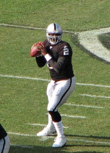 JaMarcus Russell getting ready to complete a pass - to the other team. Photo by user sgrace on Flickr.